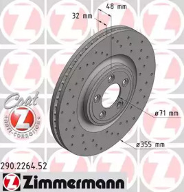 ZIMMERMANN 290226452 -  Диск тормозной вентилируемый, перфорированный
