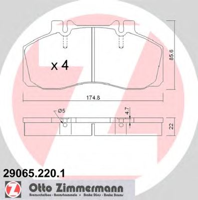 ZIMMERMANN 290652201 -  Комплект тормозных колодок, дисковый тормоз