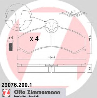 ZIMMERMANN 290762001 -  Комплект тормозных колодок, дисковый тормоз