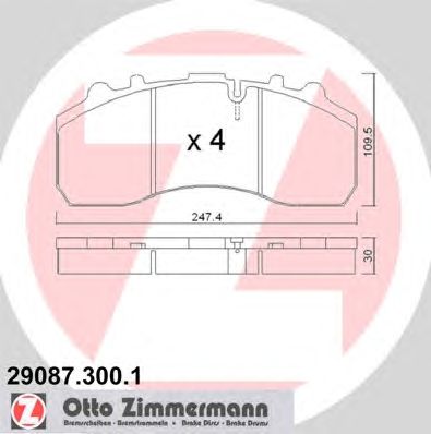 ZIMMERMANN 290873001 -  Комплект тормозных колодок, дисковый тормоз