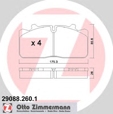 ZIMMERMANN 290882601 -  Комплект тормозных колодок, дисковый тормоз