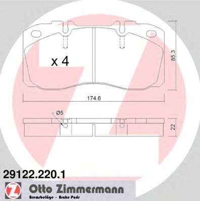 ZIMMERMANN 291222201 -  Комплект тормозных колодок, дисковый тормоз