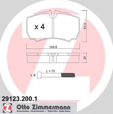 ZIMMERMANN 291232001 -  Комплект тормозных колодок, дисковый тормоз