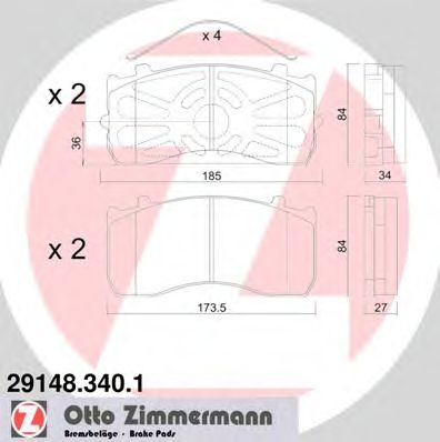 ZIMMERMANN 291483401 -  Комплект тормозных колодок, дисковый тормоз