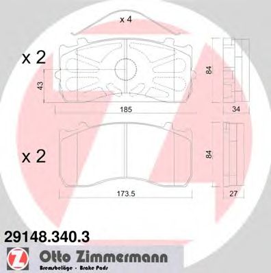 ZIMMERMANN 291483403 -  Комплект тормозных колодок, дисковый тормоз
