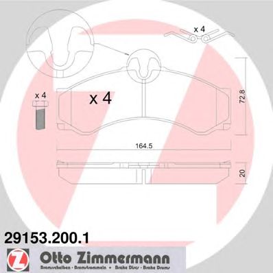 ZIMMERMANN 291532001 -  Комплект тормозных колодок, дисковый тормоз