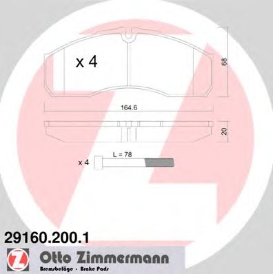 ZIMMERMANN 291602001 -  Комплект тормозных колодок, дисковый тормоз