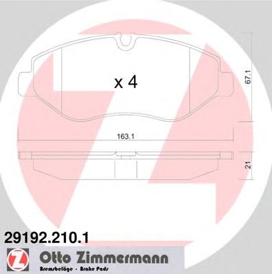 ZIMMERMANN 291922101 -  Комплект тормозных колодок, дисковый тормоз