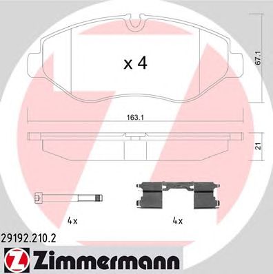 ZIMMERMANN 291922102 -  Комплект тормозных колодок, дисковый тормоз