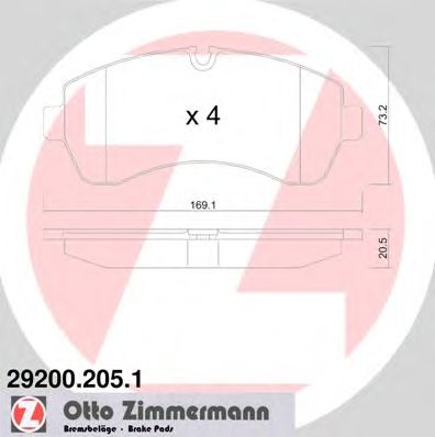 ZIMMERMANN 292002051 -  Комплект тормозных колодок, дисковый тормоз