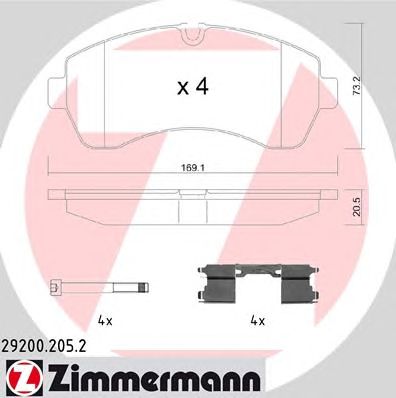 ZIMMERMANN 292002052 -  Комплект тормозных колодок, дисковый тормоз