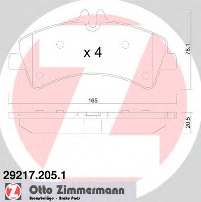 ZIMMERMANN 292172051 -  Комплект тормозных колодок, дисковый тормоз