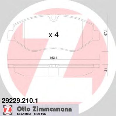 ZIMMERMANN 292292101 -  Комплект тормозных колодок, дисковый тормоз