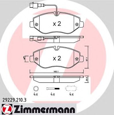 ZIMMERMANN 292292103 -  Комплект тормозных колодок, дисковый тормоз