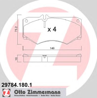 ZIMMERMANN 297841801 -  Комплект тормозных колодок, дисковый тормоз