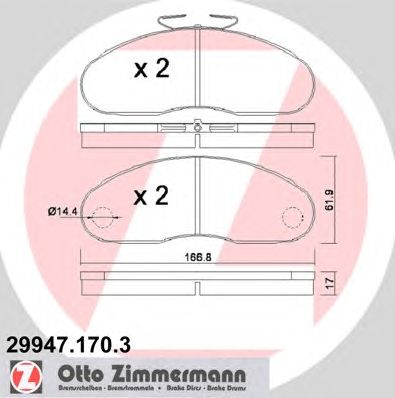 ZIMMERMANN 299471703 -  Комплект тормозных колодок, дисковый тормоз