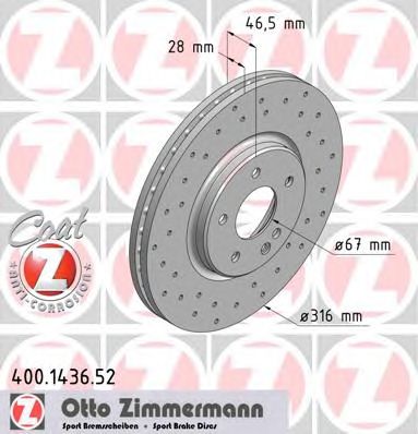 ZIMMERMANN 400143652 -  Тормозной диск