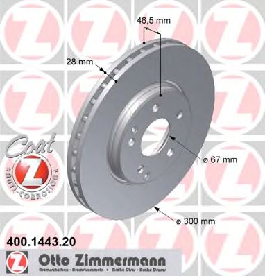 ZIMMERMANN 400144320 -  Тормозной диск