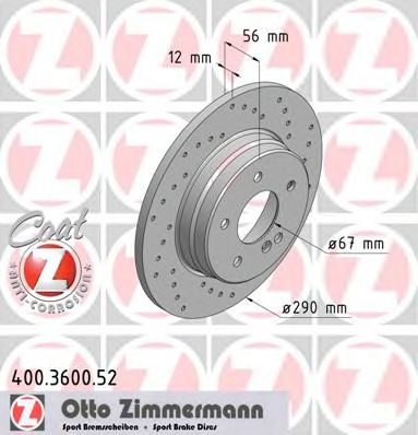 ZIMMERMANN 400360052 -  Тормозной диск
