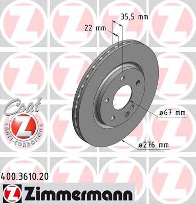 ZIMMERMANN 400361020 -  Тормозной диск