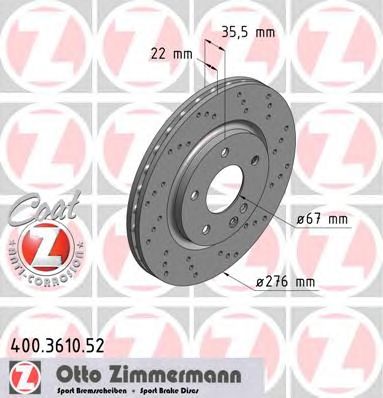 ZIMMERMANN 400361052 -  Тормозной диск