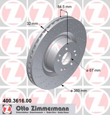 ZIMMERMANN 400361600 -  Тормозной диск