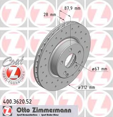 ZIMMERMANN 400362052 -  Тормозной диск