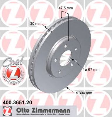 ZIMMERMANN 400365120 -  Тормозной диск