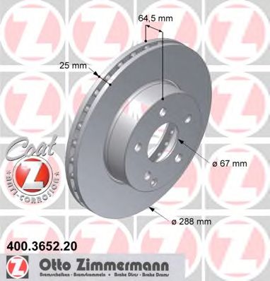 ZIMMERMANN 400365220 -  Тормозной диск