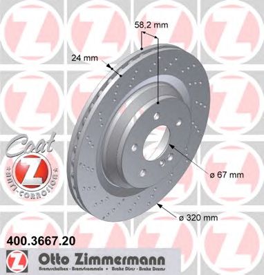 ZIMMERMANN 400366720 -  Диск тормозной вентилируемый, перфорированный, Coat Z