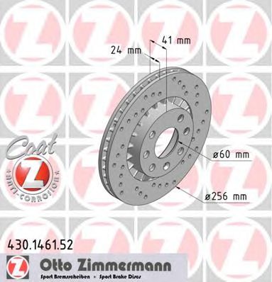 ZIMMERMANN 430146152 -  Диск тормозной вентилируемый, перфорированный