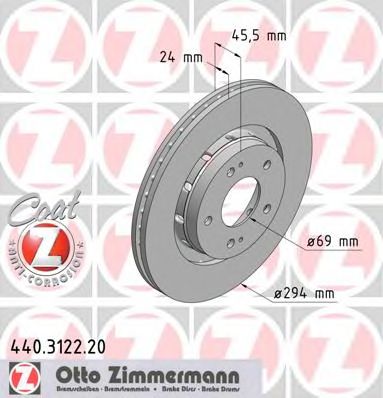 ZIMMERMANN 440312220 -  Диск тормозной вентилируемый, Coat Z