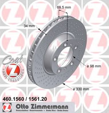 ZIMMERMANN 460156020 -  Тормозной диск