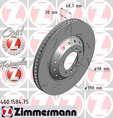 ZIMMERMANN 460158475 -  Диск тормозной вентилируемый с насечками