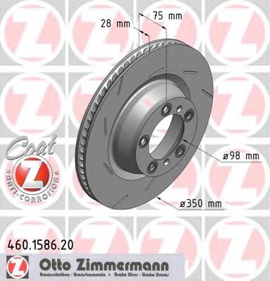 ZIMMERMANN 460158620 -  Диск тормозной вентилируемый с насечками, Coat Z