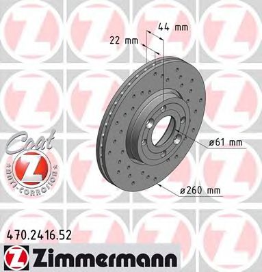 ZIMMERMANN 470241652 -  Диск тормозной вентилируемый, перфорированный