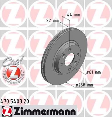 ZIMMERMANN 470540320 -  ДИСК ТОР. ПЕР. RENAULT SANDERO II, CLIO II 12 ЗАКА