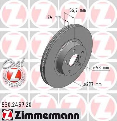 ZIMMERMANN 530245720 -  Диск тормозной вентилируемый, Coat Z