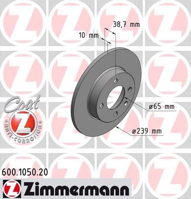 ZIMMERMANN 600105020 -  Тормозной диск