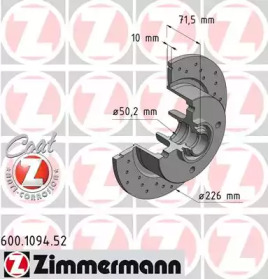 ZIMMERMANN 600109452 -  Тормозной диск