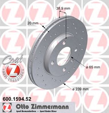 ZIMMERMANN 600159452 -  Тормозной диск