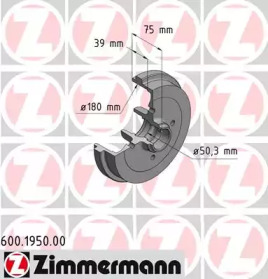 ZIMMERMANN 600195000 -  Тормозной барабан