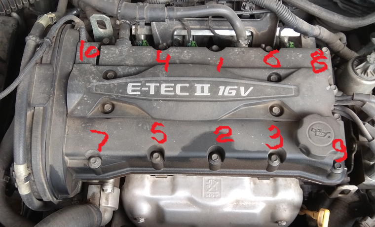 протяжка клапанной крышки chevrolet cruze 1.6